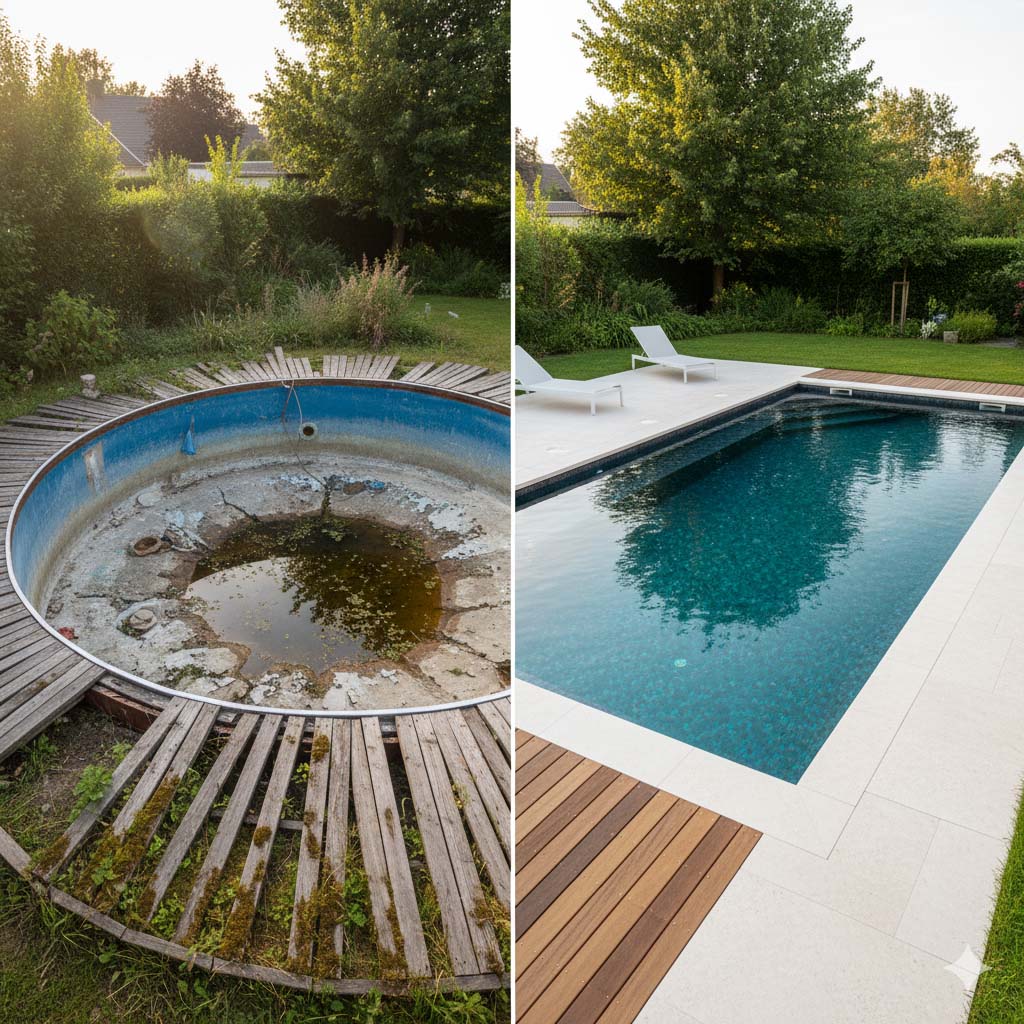 rénovation de piscine : avant/ après